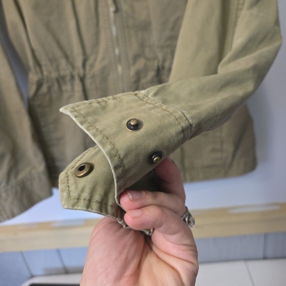JCREW Womens Small Olive Green Full Zip Cinch Waist Utility Jacket G1506 TT1 - Picture 10 of 13